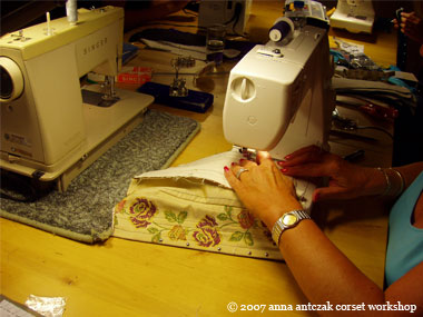 Maggie's corset, stitching panels together